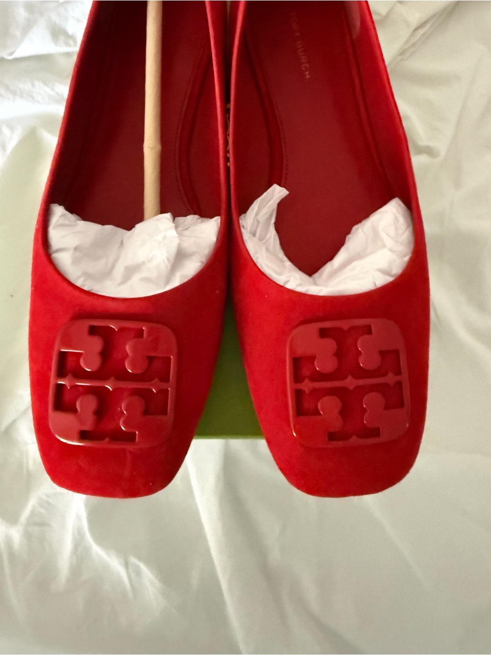 Tory Burch Georgia Ballet Red Flats - Picture 3 of 10